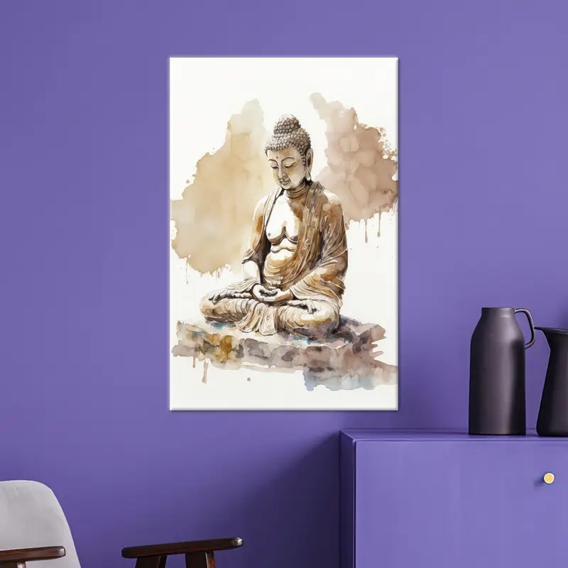 Elegant Buddha Meditation Canvas: Minimal Serenity Art Print