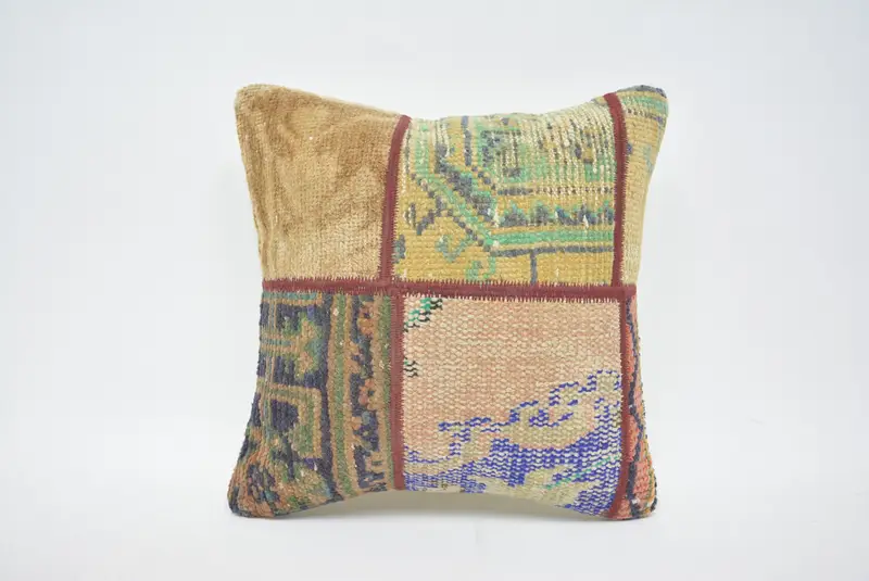 16x16 Brown Cushion Cover, Pillow for Sofa, Antique Pillows, Cushion Cover, Vintage Kilim Pillow, Handwoven Pillow Cover Cushion, Accent Cushion - 1