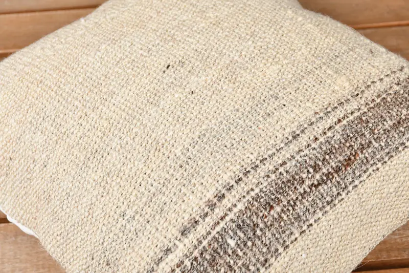 Throw Kilim Pillow, 12x12 Beige Pillow Sham, Interior Designer Pillow, Kilim Pillow Cover, Pillow Case, Neutral Throw Pillow Cover - 3