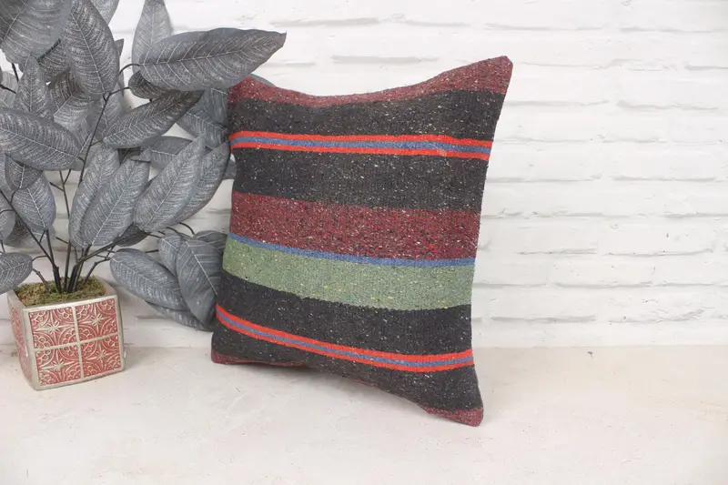 Pillow for Couch, Turkish Rugs Pillow, Vintage Kilim Pillow, Kilim Pillow Cover, Wholesale Pillow Case, Pillow Sham, 16x16 Brown Cushion Cover - 4