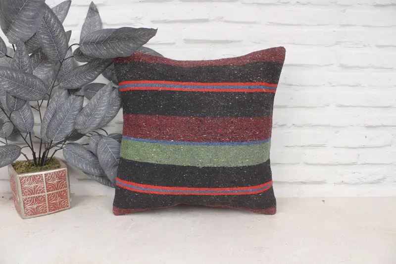 Pillow for Couch, Turkish Rugs Pillow, Vintage Kilim Pillow, Kilim Pillow Cover, Wholesale Pillow Case, Pillow Sham, 16x16 Brown Cushion Cover - 1