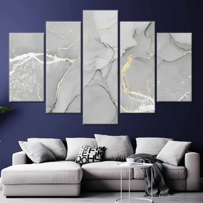 Gray Marble Painting, Silver Marble Decor, Gold Marble Canvas, Gold Print, Gold Decor, Marble Wall Art, Modern Wall Art, Luxury Wall Decor, - 8
