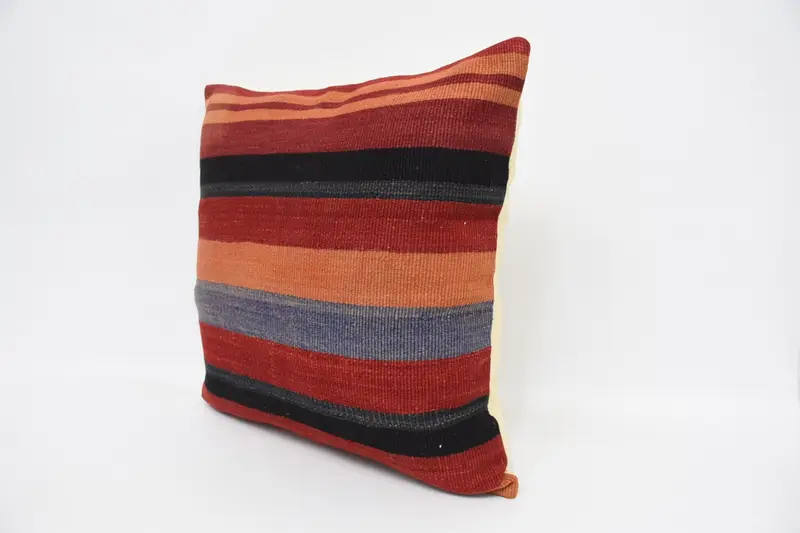Interior Designer Pillow, Boho Throw Pillow Sham, 24x24 Red Cushion Cover, Kilim Cushion Sham, Pillow Case, Handmade Kilim Cushion - 4