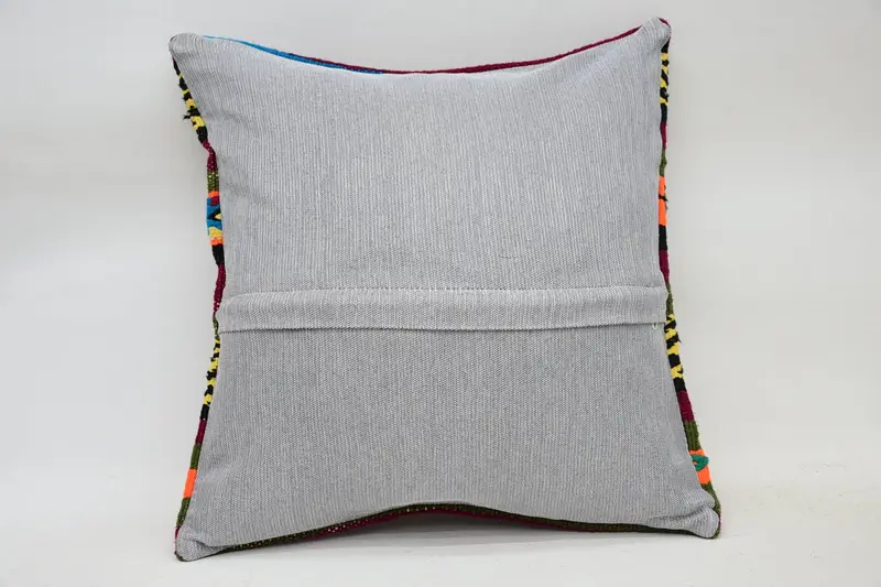 Decorative Throw Cushion Cover, Handmade Kilim Cushion, Boho Pillow Sham Cover, Ethnical Kilim Rug Pillow, 14x14 Green Pillow Sham, Cushion Case - 6