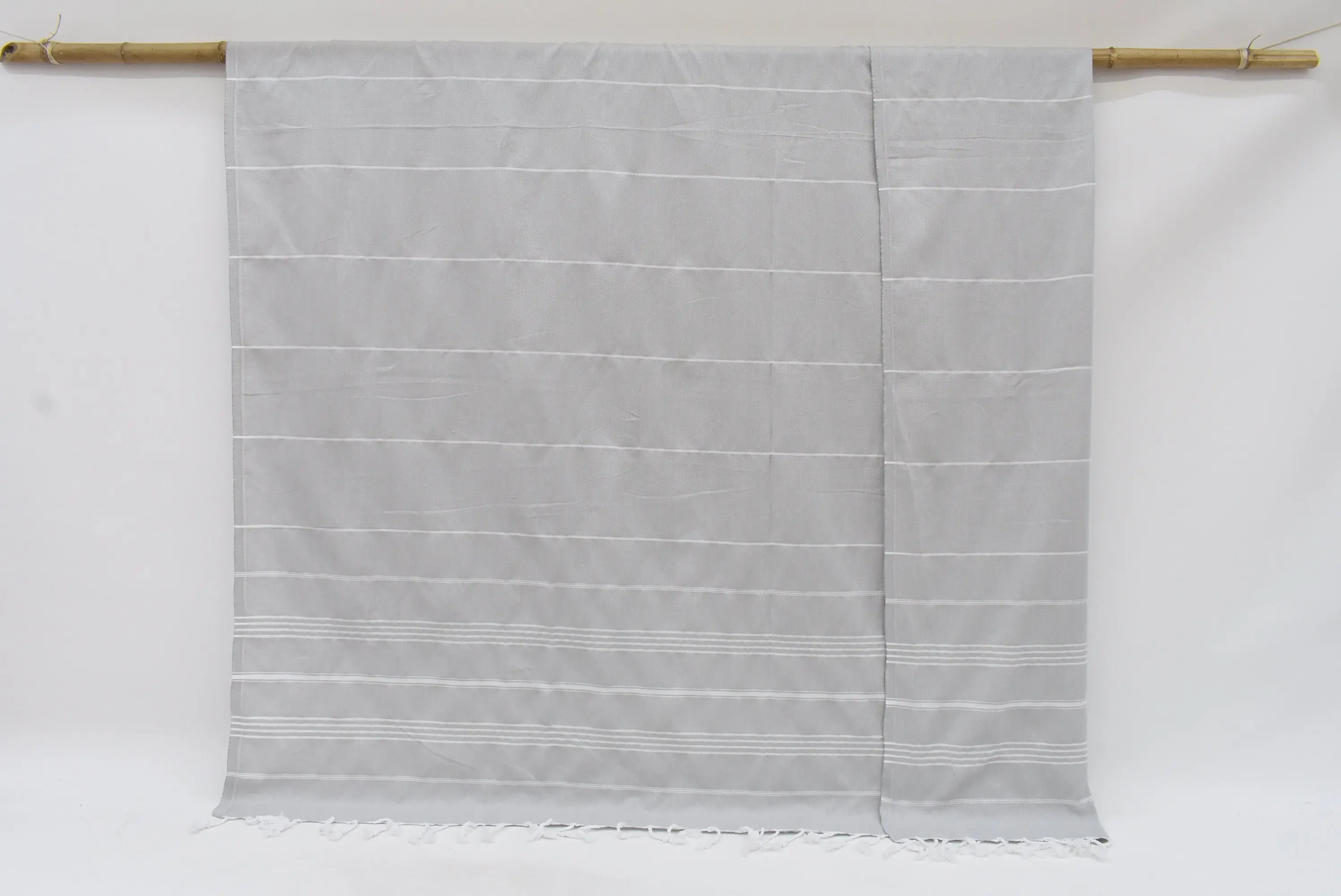 Custom Wedding Light Gray Striped Organic Cotton Blanket, 95x79 Inches - 1
