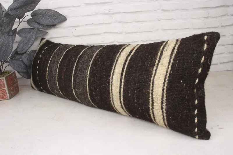 Pillow Cover, 12x36 Brown Cushion, Handmade Kilim Cushion, Customized Cushion Case, Boho Pillow Sham Cover, Christmas Cushion Cover, Boho Pillow - 4