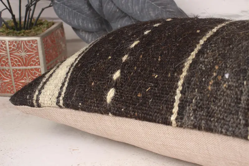 Pillow Cover, 12x36 Brown Cushion, Handmade Kilim Cushion, Customized Cushion Case, Boho Pillow Sham Cover, Christmas Cushion Cover, Boho Pillow - 6