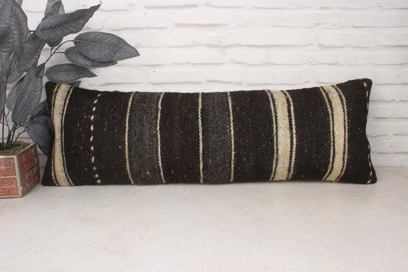 Pillow Cover, 12x36 Brown Cushion, Handmade Kilim Cushion, Customized Cushion Case, Boho Pillow Sham Cover, Christmas Cushion Cover, Boho Pillow - 1