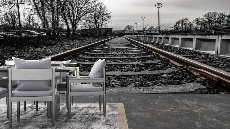 Train Station Wall Mural, Train Track Wall Paper, Railroad Wall Paper, Landscape Wallpaper, Railroad Wall Poster, - 4