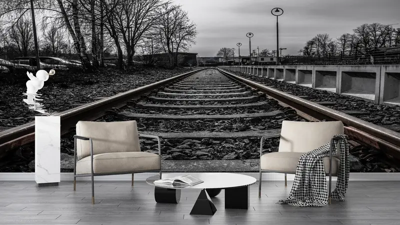 Train Station Wall Mural, Train Track Wall Paper, Railroad Wall Paper, Landscape Wallpaper, Railroad Wall Poster, - 8