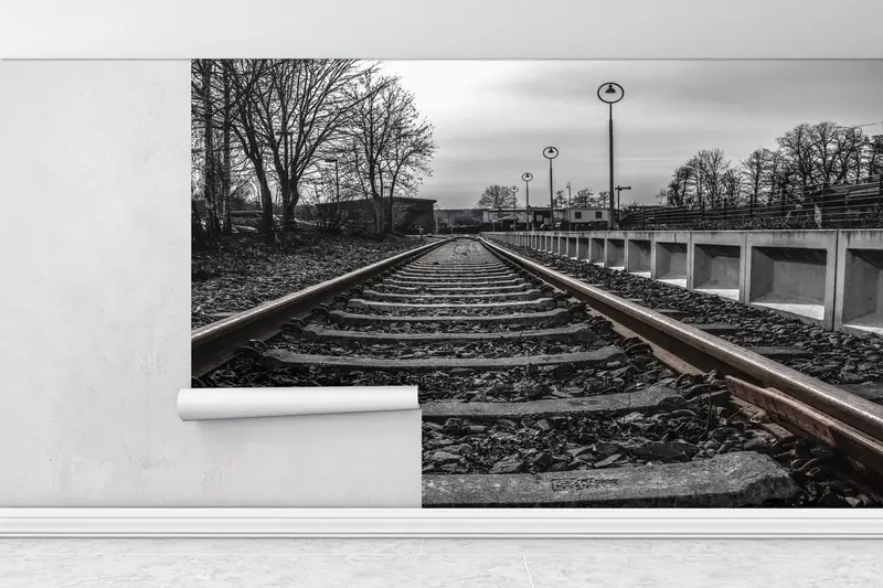 Train Station Wall Mural, Train Track Wall Paper, Railroad Wall Paper, Landscape Wallpaper, Railroad Wall Poster, - 7