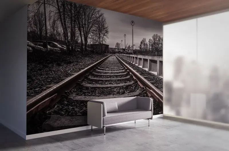 Train Station Wall Mural, Train Track Wall Paper, Railroad Wall Paper, Landscape Wallpaper, Railroad Wall Poster, - 9