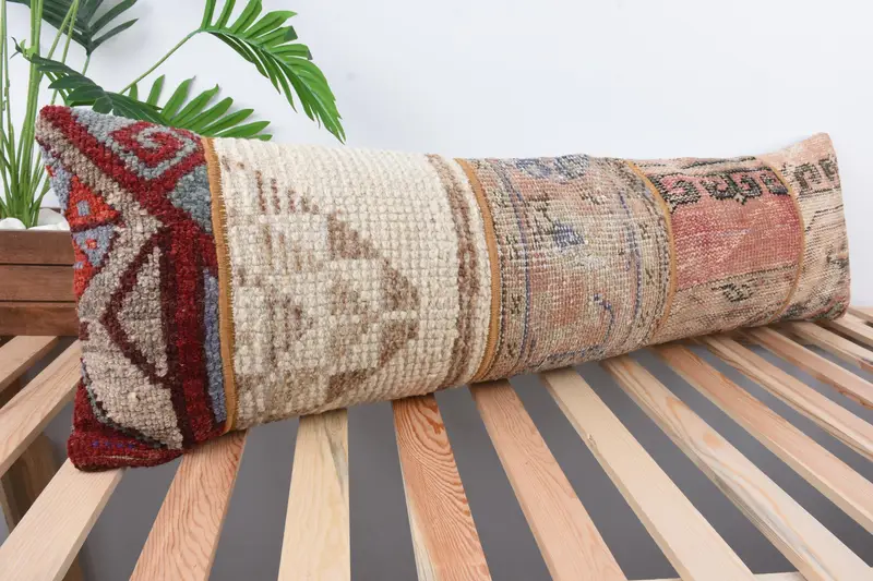 Kilim Pillow Cover, Boho Pillow, Kilim Cushion Sham, Cushion Cover, Handmade Throw Pillow Case, 12x43 Beige Pillow Sham, Tribal Cushion Case - 4