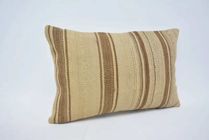 Vintage Kilim Pillow, Kilim Pillow Cover, 16x24 Beige Cushion Case, Boho Pillow, Cushion, Traditional Pillow Case, Ethnic Throw Cushion Case - 3