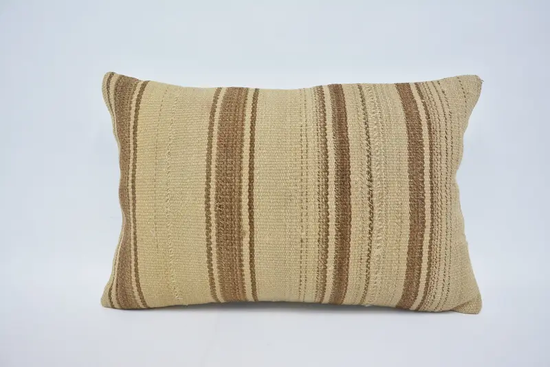 Vintage Kilim Pillow, Kilim Pillow Cover, 16x24 Beige Cushion Case, Boho Pillow, Cushion, Traditional Pillow Case, Ethnic Throw Cushion Case - 1