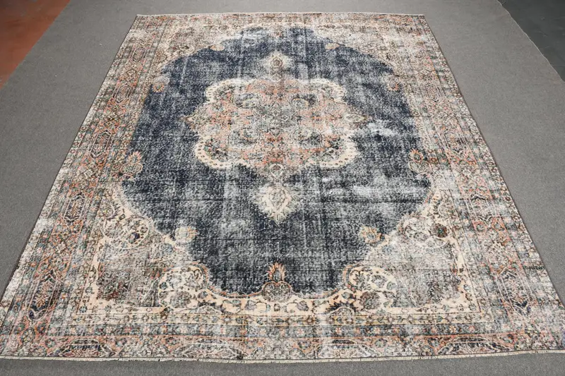 8x9.5 ft Turkish Rug, Oushak Rug, Blue Southwestern Rug Wool - 1