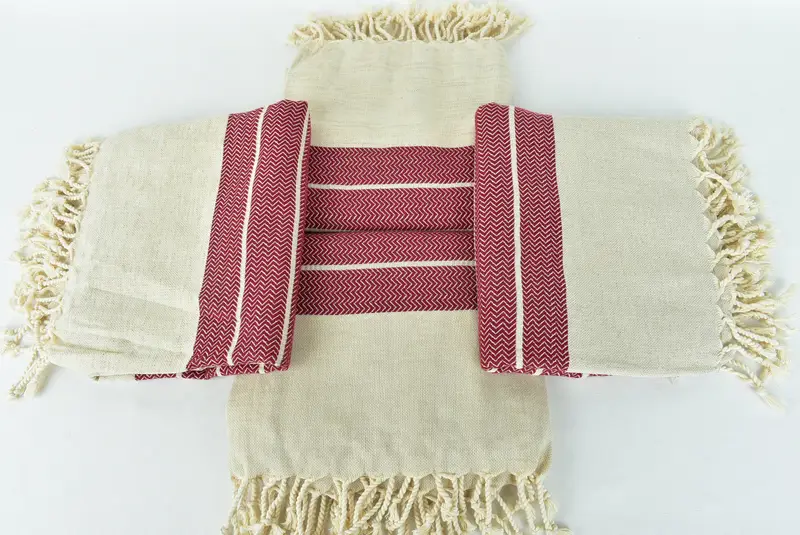 Organic Turkish towel, Organic cotton peshtemal for spa and beach, House Warming Gift, Beach Towel Bulk, Gift For Him, 68x40 Linen Zig zag Towel - 6