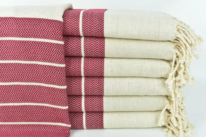 Organic Turkish towel, Organic cotton peshtemal for spa and beach, House Warming Gift, Beach Towel Bulk, Gift For Him, 68x40 Linen Zig zag Towel - 1
