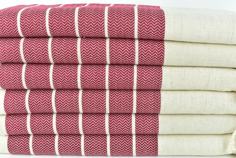 Organic Turkish towel, Organic cotton peshtemal for spa and beach, House Warming Gift, Beach Towel Bulk, Gift For Him, 68x40 Linen Zig zag Towel - 2