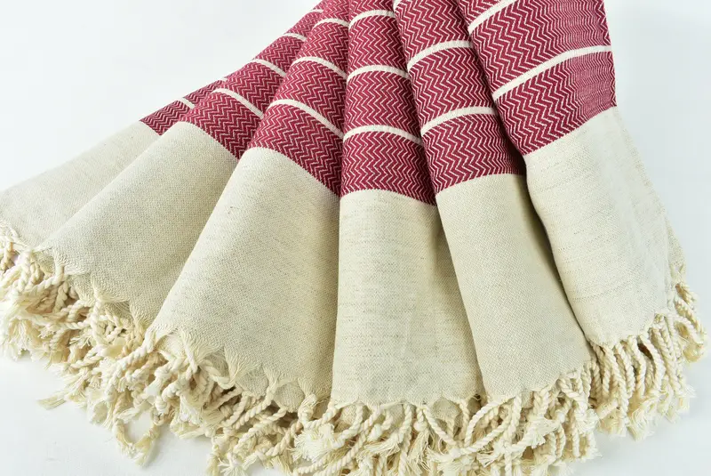 Organic Turkish towel, Organic cotton peshtemal for spa and beach, House Warming Gift, Beach Towel Bulk, Gift For Him, 68x40 Linen Zig zag Towel - 4