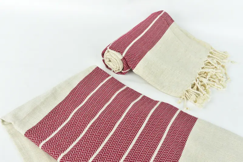 Organic Turkish towel, Organic cotton peshtemal for spa and beach, House Warming Gift, Beach Towel Bulk, Gift For Him, 68x40 Linen Zig zag Towel - 7