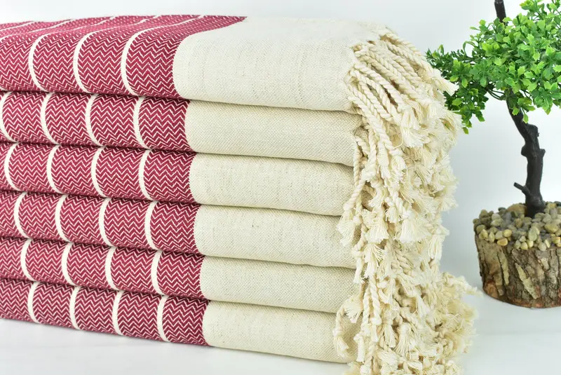 Organic Turkish towel, Organic cotton peshtemal for spa and beach, House Warming Gift, Beach Towel Bulk, Gift For Him, 68x40 Linen Zig zag Towel - 3