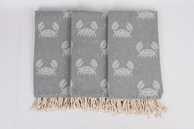 Oversized Beach Towel, Family Gift, Turkish bath towel, Bachelorette Party Gifts, 68x40 Cotton Crab Design Towel, Personalized Gift, Scarf Towel - 8