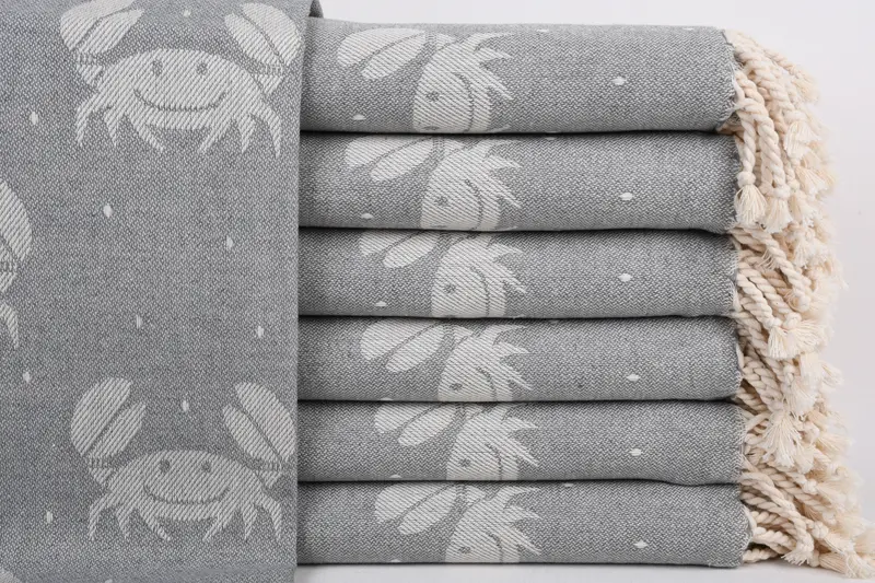 Oversized Beach Towel, Family Gift, Turkish bath towel, Bachelorette Party Gifts, 68x40 Cotton Crab Design Towel, Personalized Gift, Scarf Towel - 1