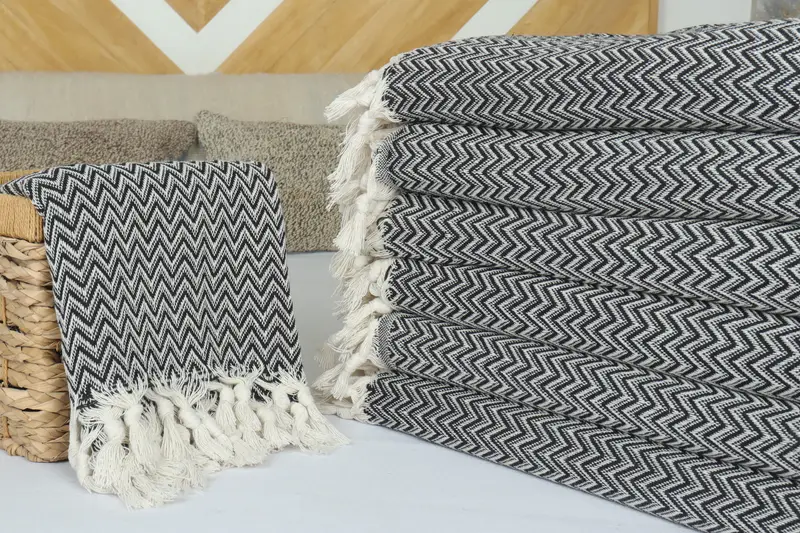 Housewarming Gift, Bachelorette Gifts, Turkish Tablecloth, Beach Blanket, Bachelorette Party Favors, 76x64 Cotton Zig zag Towel, Organic Throw - 4