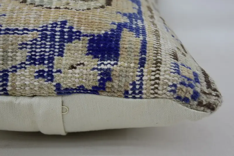 Turkish Kilim Pillow, Kilim Pillow, Vintage Kilim Throw Pillow, Cushion Case, Pastel Pillow Case, 12x20 Beige Cushion, Handmade Throw Cushion Cover - 5