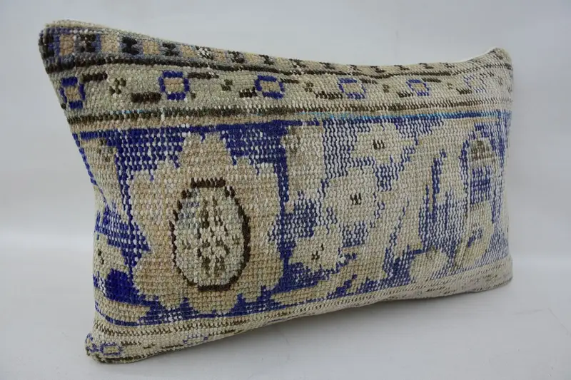 Turkish Kilim Pillow, Kilim Pillow, Vintage Kilim Throw Pillow, Cushion Case, Pastel Pillow Case, 12x20 Beige Cushion, Handmade Throw Cushion Cover - 2