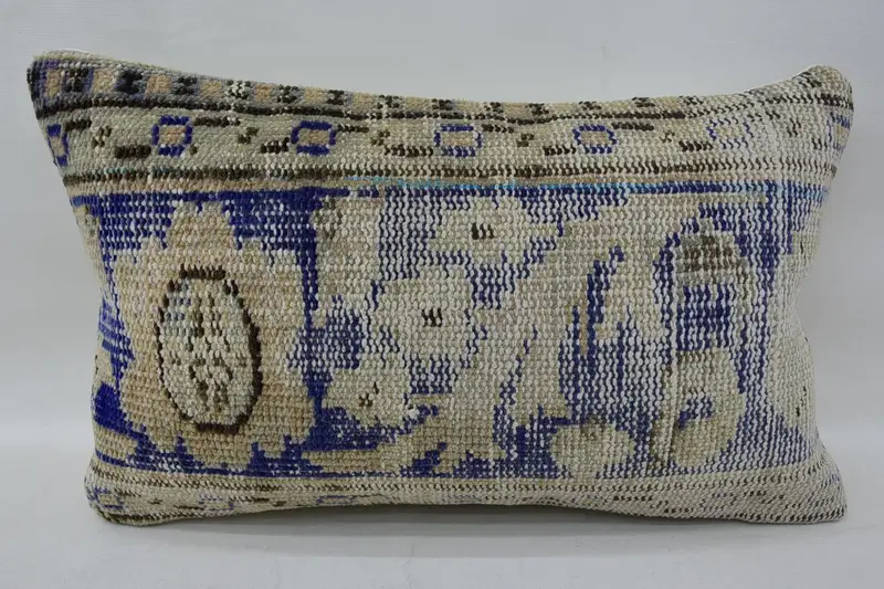 Turkish Kilim Pillow, Kilim Pillow, Vintage Kilim Throw Pillow, Cushion Case, Pastel Pillow Case, 12x20 Beige Cushion, Handmade Throw Cushion Cover - 4