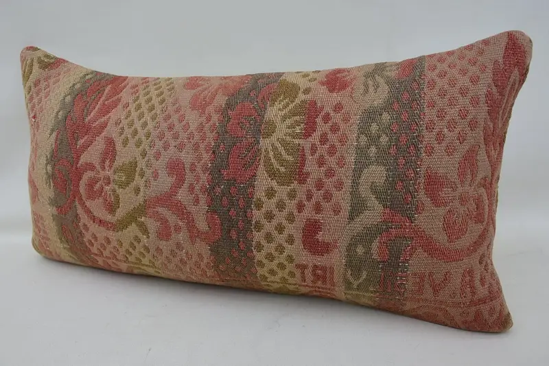Vintage Kilim Pillow, Boho Pillow Sham Cover, Pillow Case, Patio Pillow Cover, Ethnic Cushion Case, 12x24 Red Pillow Cover, Antique Pillows - 3