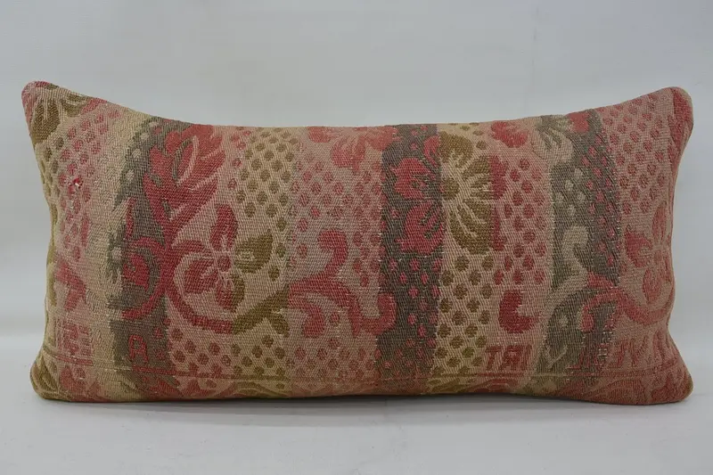 Vintage Kilim Pillow, Boho Pillow Sham Cover, Pillow Case, Patio Pillow Cover, Ethnic Cushion Case, 12x24 Red Pillow Cover, Antique Pillows - 1