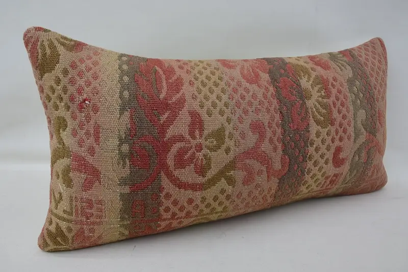 Vintage Kilim Pillow, Boho Pillow Sham Cover, Pillow Case, Patio Pillow Cover, Ethnic Cushion Case, 12x24 Red Pillow Cover, Antique Pillows - 2