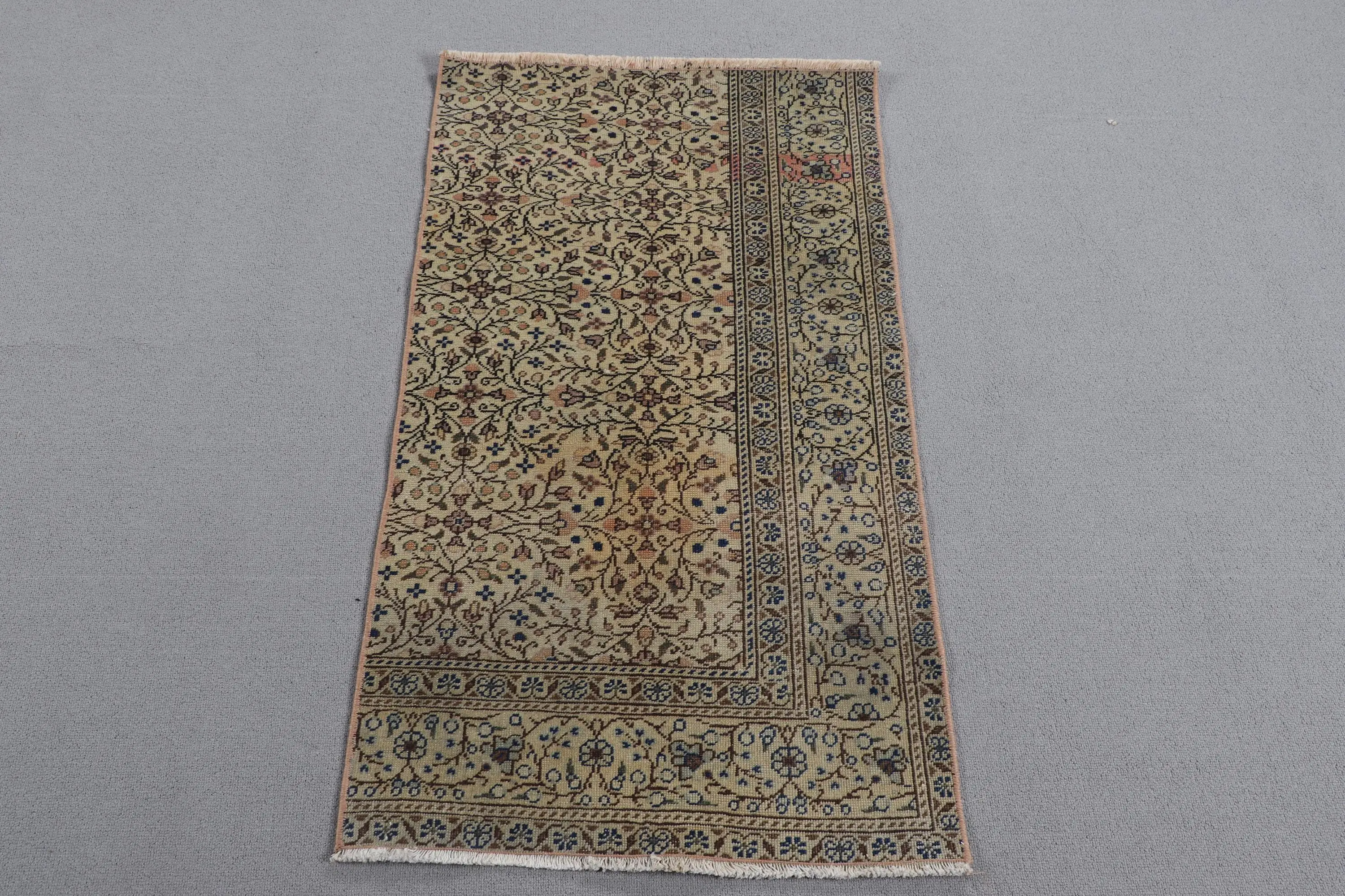 Turkish Rug, Small 2x3.5 ft Rug, Brown Striped Rug - 1
