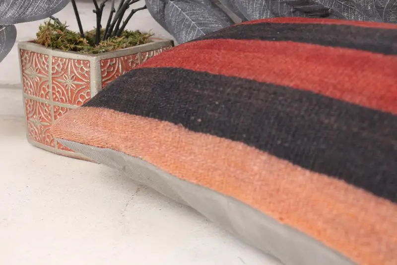 Pillow, Turkish Pillow, Ottoman Pillow Sham, 12x24 Red Cushion, Designer Throw Pillow, Kilim Pillow, Neutral Cushion, Vintage Kilim Throw Pillow - 7