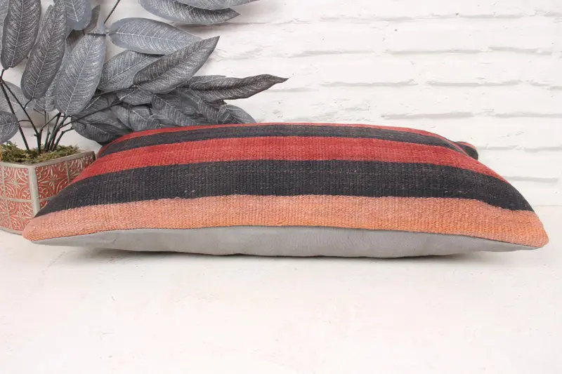 Pillow, Turkish Pillow, Ottoman Pillow Sham, 12x24 Red Cushion, Designer Throw Pillow, Kilim Pillow, Neutral Cushion, Vintage Kilim Throw Pillow - 5