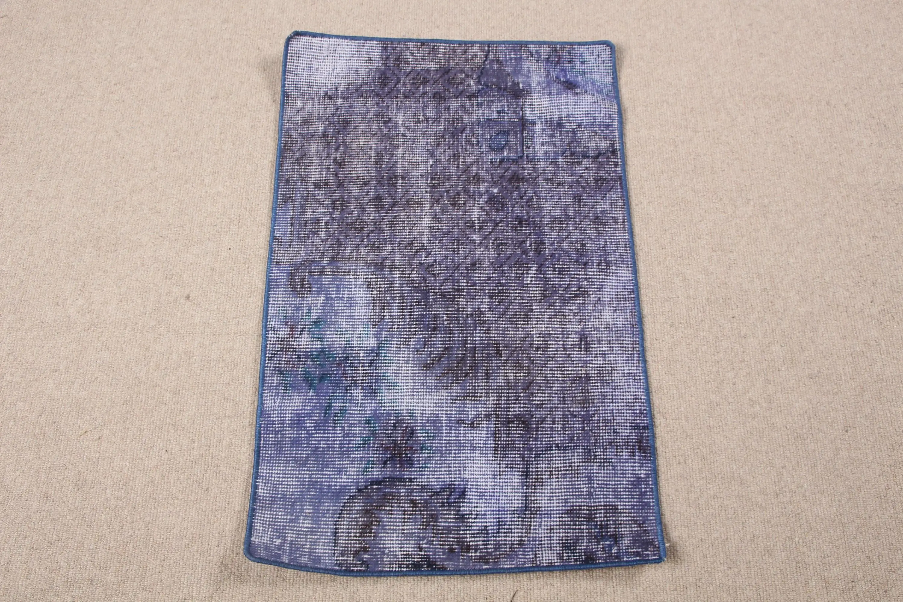 1.6x2.6 ft Turkish Vintage Rug, Small Rug, Blue Gray Southwestern Wool Rug - 1