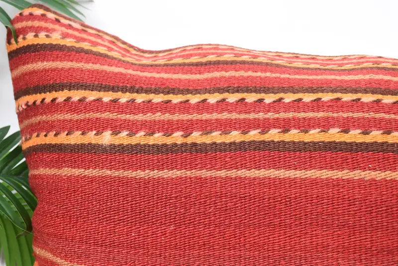 Pillow Case, Vintage Kilim Pillow, Sustainable Cushion Cover, Anatolian Cushion Cover, Boho Pillow, Kilim Pillow, 20x28 Red Pillow Case - 2