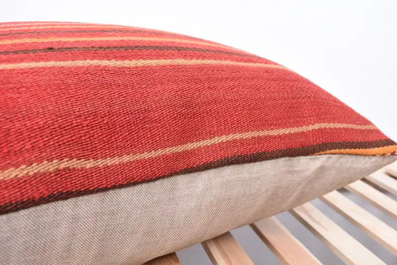 Pillow Case, Vintage Kilim Pillow, Sustainable Cushion Cover, Anatolian Cushion Cover, Boho Pillow, Kilim Pillow, 20x28 Red Pillow Case - 7