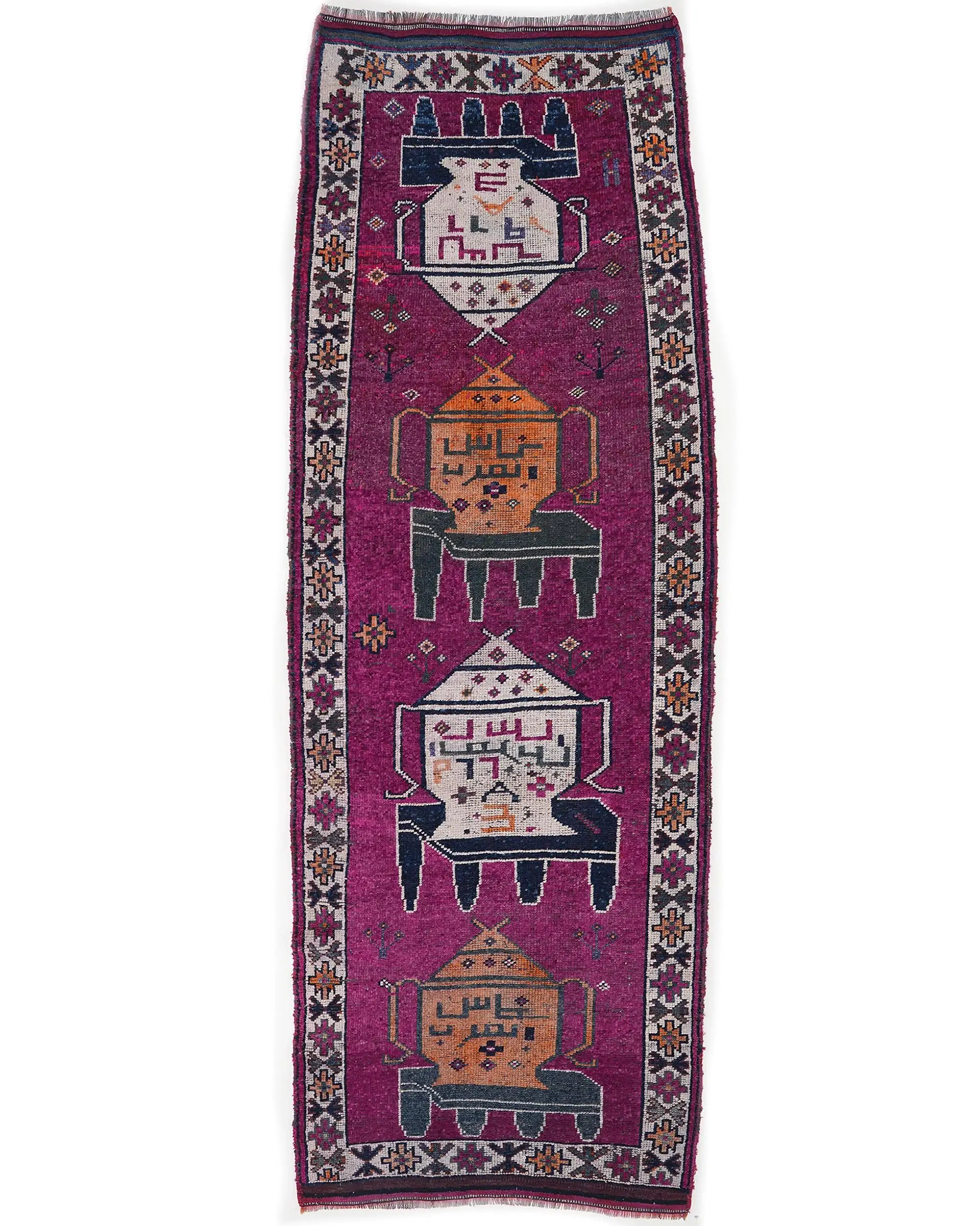 Turkish Rug, Runner 3.8x11.1 ft Rug, Herki Red Moroccan Rug - 1