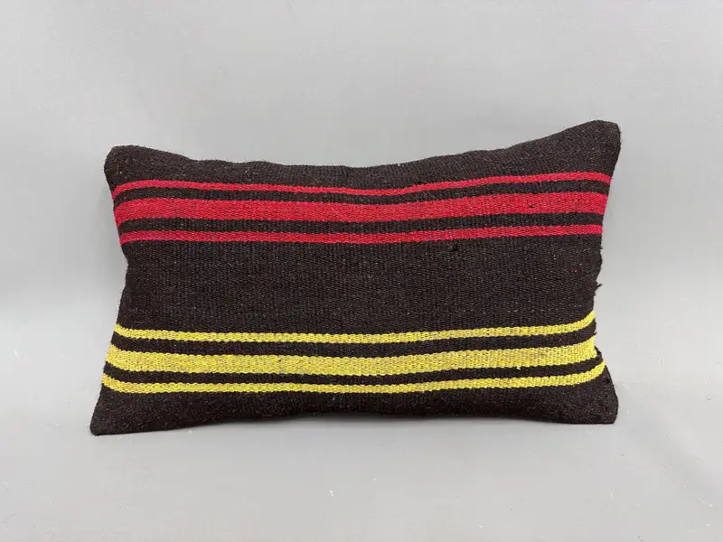12x20 Yellow Pillow Cover, Handmade Kilim Cushion, Gift Pillow, Cushion Case, Square Throw Cushion Case, Throw Kilim Pillow - 4