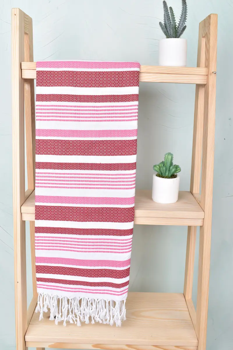 Quick-drying cotton Turkish beach towel, Large Turkish Towel, Bathroom Towel, Handmade Gift, 70x40 Cotton Striped Towel, Housewarming Gift - 8