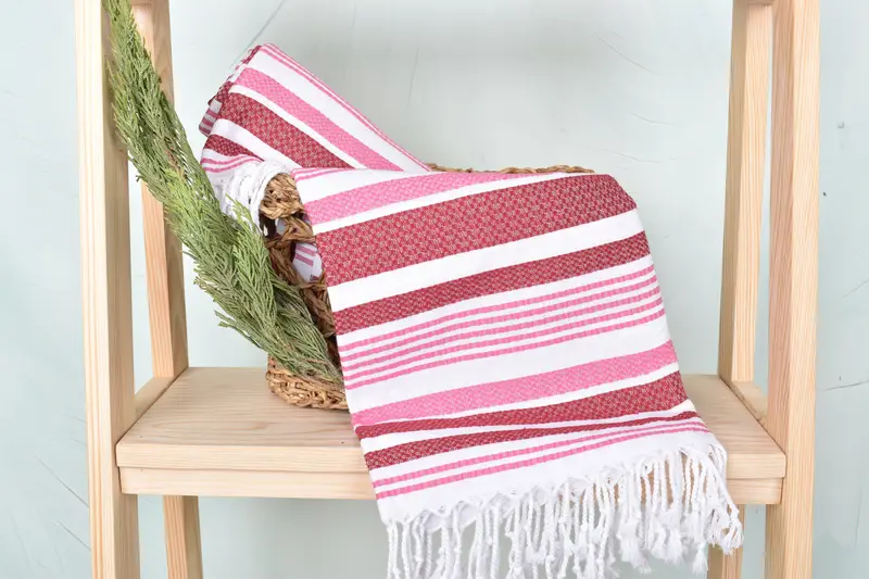 Quick-drying cotton Turkish beach towel, Large Turkish Towel, Bathroom Towel, Handmade Gift, 70x40 Cotton Striped Towel, Housewarming Gift - 4