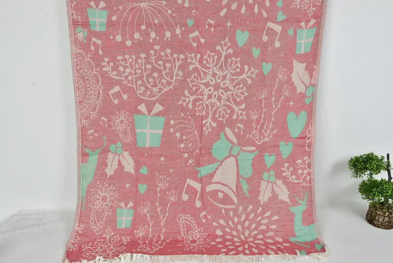 Bridal Gifts, Bridesmaid Gift, Hammam towel, 70x40 Cotton Christmas Design, Deer Pattern Towel, Custom Wedding Gifts, Handwoven Turkish Towel - 1
