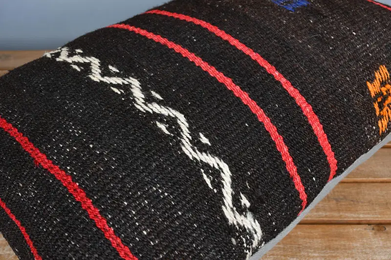 Vintage Kilim Pillow Pillow Cover, 16x24 Brown Pillow Cover, Handmade Kilim Cushion, Rustic Pillow Sham, Pillow for Sofa, Cushion Case, Boho Pillow - 3