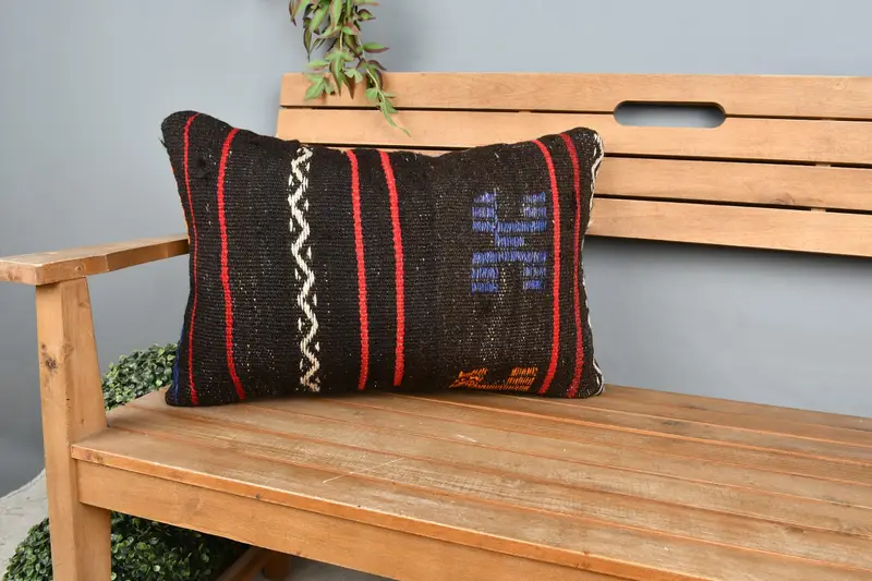 Vintage Kilim Pillow Pillow Cover, 16x24 Brown Pillow Cover, Handmade Kilim Cushion, Rustic Pillow Sham, Pillow for Sofa, Cushion Case, Boho Pillow - 1