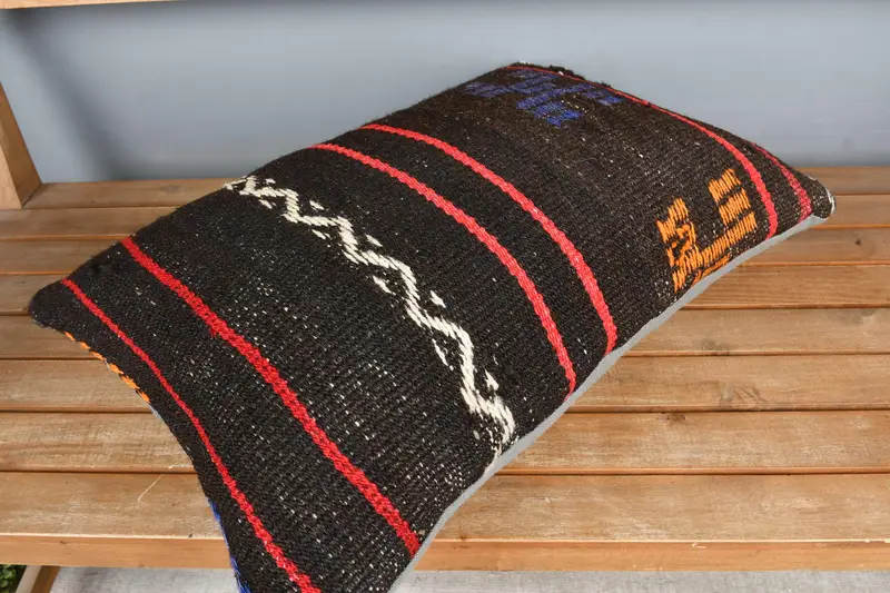 Vintage Kilim Pillow Pillow Cover, 16x24 Brown Pillow Cover, Handmade Kilim Cushion, Rustic Pillow Sham, Pillow for Sofa, Cushion Case, Boho Pillow - 2