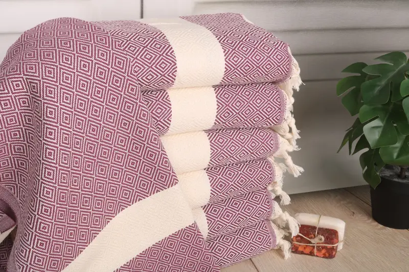 Damson Cotton Dish Towel Diamond Hand Towel 36x20 Inches